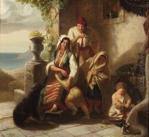 Suditalienische Bauernfamilie Am Hauseingang thumbnail