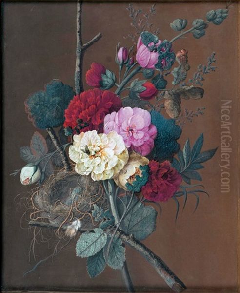 Bouquet Mit Bluten, Vogelnest Und Insekten - view 1