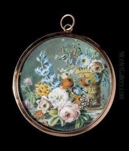 Fleurs Au Naturel Et Dans Une Corbeille De Vannerie Sur Un Entablement De Marbre by Jan Frans Van Dael