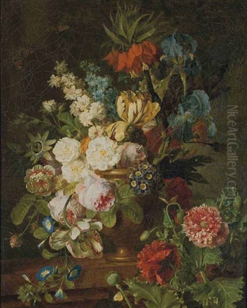 Fleurs Dans Un Vase En Metal - view 1