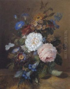 Blumenstraus In Einer Tonvase