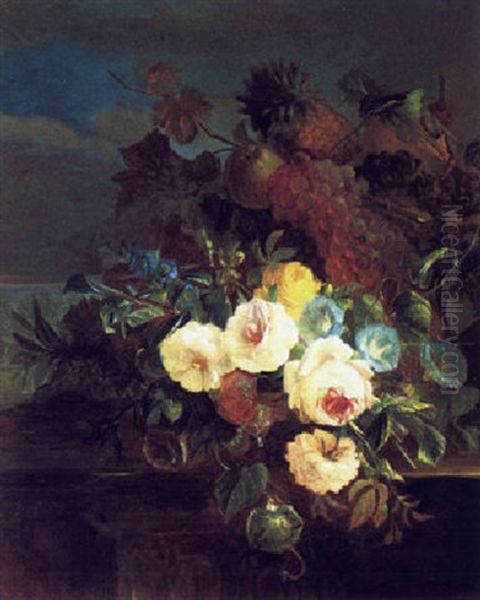 Stilleben Von Rosen Und Weintrauben - view 1