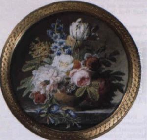 Groses Blumenbouquet In Vase Mit Marmorbalustrade by Jan Frans Van Dael