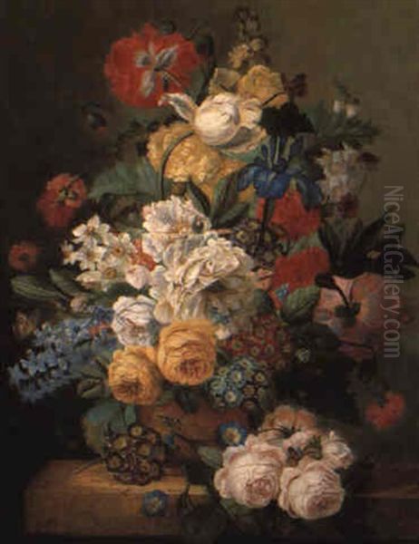 Bouquets De Fleurs Sur Un Entablement - view 1