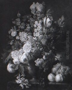 Vase De Fleurs Et De Fruits Sur Un Entablement by Jan Frans Van Dael