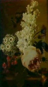Bouquet De Primeveres, Roses Et Pois De Senteur Dans Un Vase by Jan Frans Van Dael