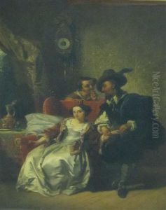 The Pet Bird; And The Physician's Visit (a Pair) by Casimir Van Den Daele