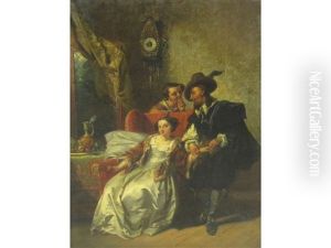The Physician's Visit (+ The Pet Bird; Pair) by Casimir Van Den Daele