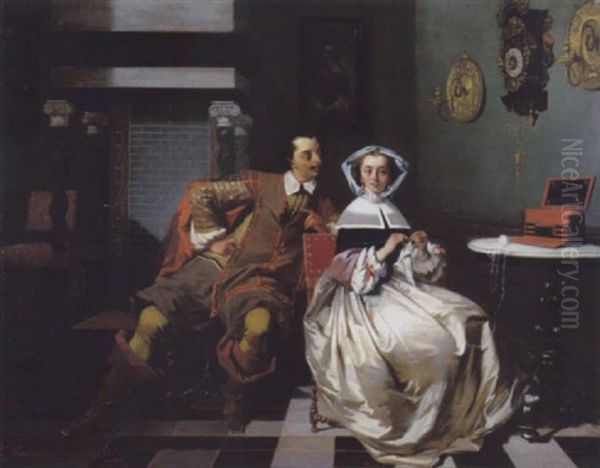 Vrouw In Gezelschap Van Een Galante Heer - view 1