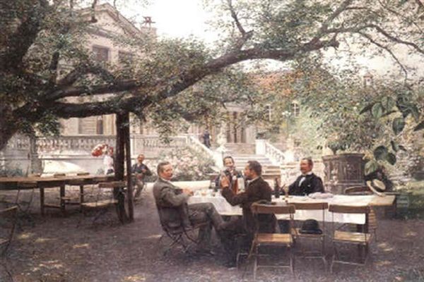 Herrengesellschaft Im Park Des Alten Dusseldorfer Malkastens - view 1