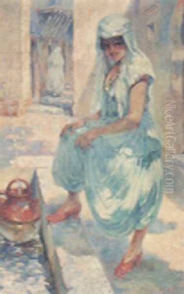 An Oriental Woman At A Well - view 1