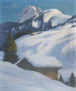Winterlandschaft Bei Adelboden by Hans Arnold Daepp