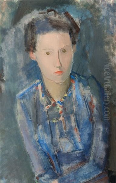 Expression Of A Young Girl In Blue - view 1
