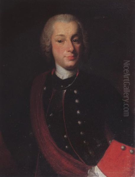 Protrait Of Captain Lieutenant Daniel Muller, Wearing A Blue Uniform With Large Red Cuffs - view 1
