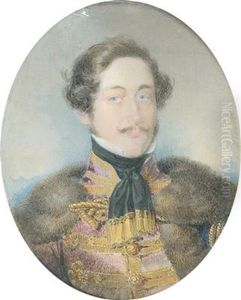 A Portrait Of A Hungarian Nobleman In A Coatee And A Fur Cape