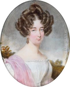 A Portrait Of Princess Rosine Salm - Salm Sternberg Against A Landscape Background
