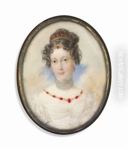 A Young Noblewoman, Possibly Maria Leopoldina Von Metternich-winneburg Zu Beilstein (1797-1820), In Decollete White Dress With Frilled Sleeves