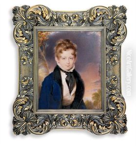 Count Paul Palffy Of Erdod As A Boy, In Blue Coat With Black Collar by Moritz Michael Daffinger