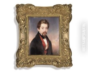 A Young Gentleman, In Brown Coat, Floral Embroidered Brick-red Waistcoat by Moritz Michael Daffinger