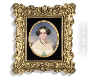 A Young Lady, In White Lace-bordered Dress With Turquoise Bow At Corsage