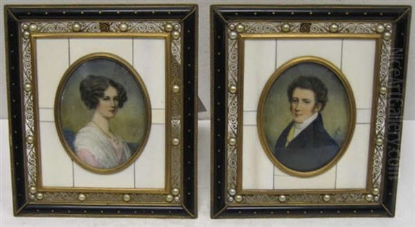 Portrait Of A Young Woman Wearing Pink Dress (+ Portrait Of A Young Man Wearing A Blue Coat; Pair) - view 1