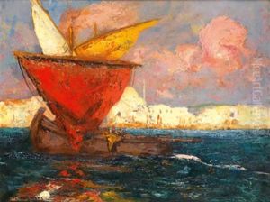 La Voile Rouge Sur Le Bosphore by Charles Henri Gaston Dagnac-Riviere