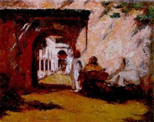Les Musiciens Marocains Devant La Porte Du Palais by Charles Henri Gaston Dagnac-Riviere