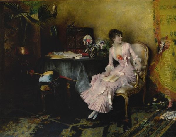 Jeune Femme En Rose Avec Son Enfant - view 1