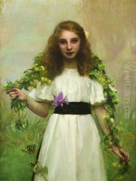 Portrait Of A Young Girl With Flowers - view 1