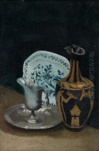 Nature Morte Au Vase Grec, Argenterie Et Ceramique by Pascal Adolphe Jean Dagnan-Bouveret