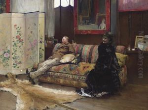 Bouderie, Gustave Courtois In His Studio by Pascal Adolphe Jean Dagnan-Bouveret