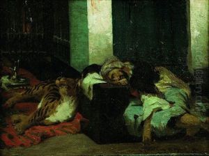 Un Oriental Endormi Pres D'un Tigre