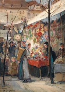 Lebhaftes Treiben Auf Einem Markt by Albert Marie Adolphe Dagnaux