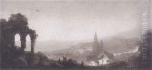 Ruines Antiques Dans Un Paysage Imaginaire by Louis Jacques Mande Daguerre