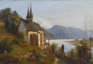 Rheinlandschaft Mit Gotischer Kapelle