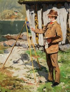 Portrait Of The Artist En Plein Air by Hans Dahl