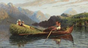 Figures In A Rowing Boat On A Fjord