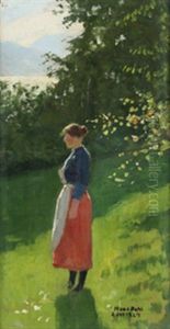 Pike I Sommerlandskap by Hans Dahl