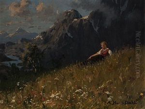 Girl At A Summery Fjord by Hans Dahl