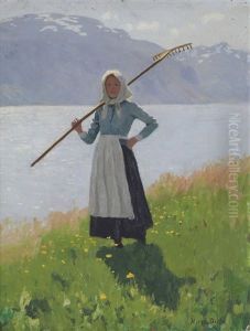 Jente Med Rive by Hans Dahl