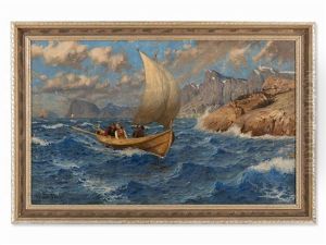 Crossing The Fjord In A Breeze by Hans Dahl