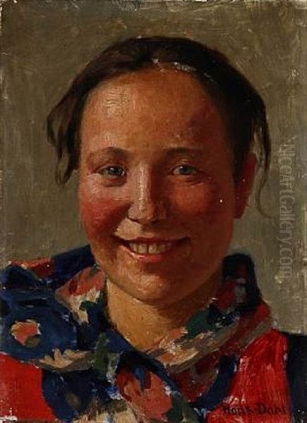 Portrait Of A Smiling Woman With A Scarf - view 1