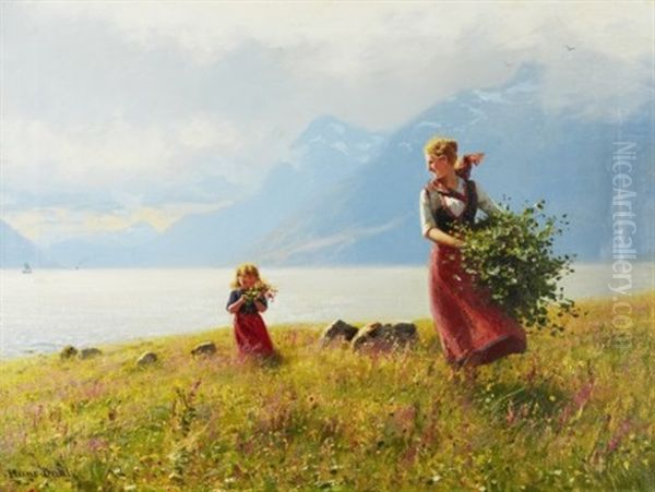 Sommerdag - Mor Och Dotter I Fjordlandskap - view 1