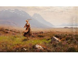Junges Madchen In Den Bergen by Hans Dahl