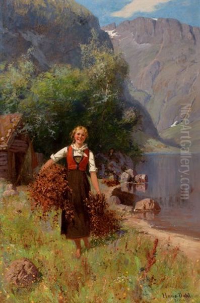 Girl In A Fjord Landscape - view 1