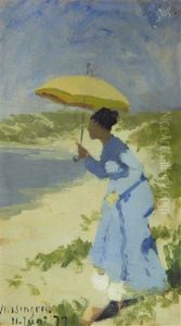 Lady With A Parasol by Hans Dahl