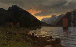 Solnedgang Over Fjordlandskap