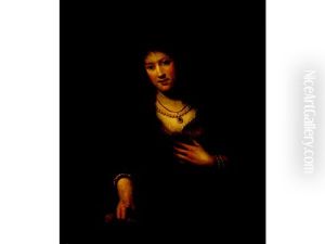 Portrait Of An Elegantly Dressed Woman Holding A Red Carnation