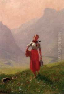 A Milkmaid In The Mountains by Hans Dahl