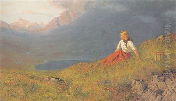 Girl Overlooking A Fjord - view 1